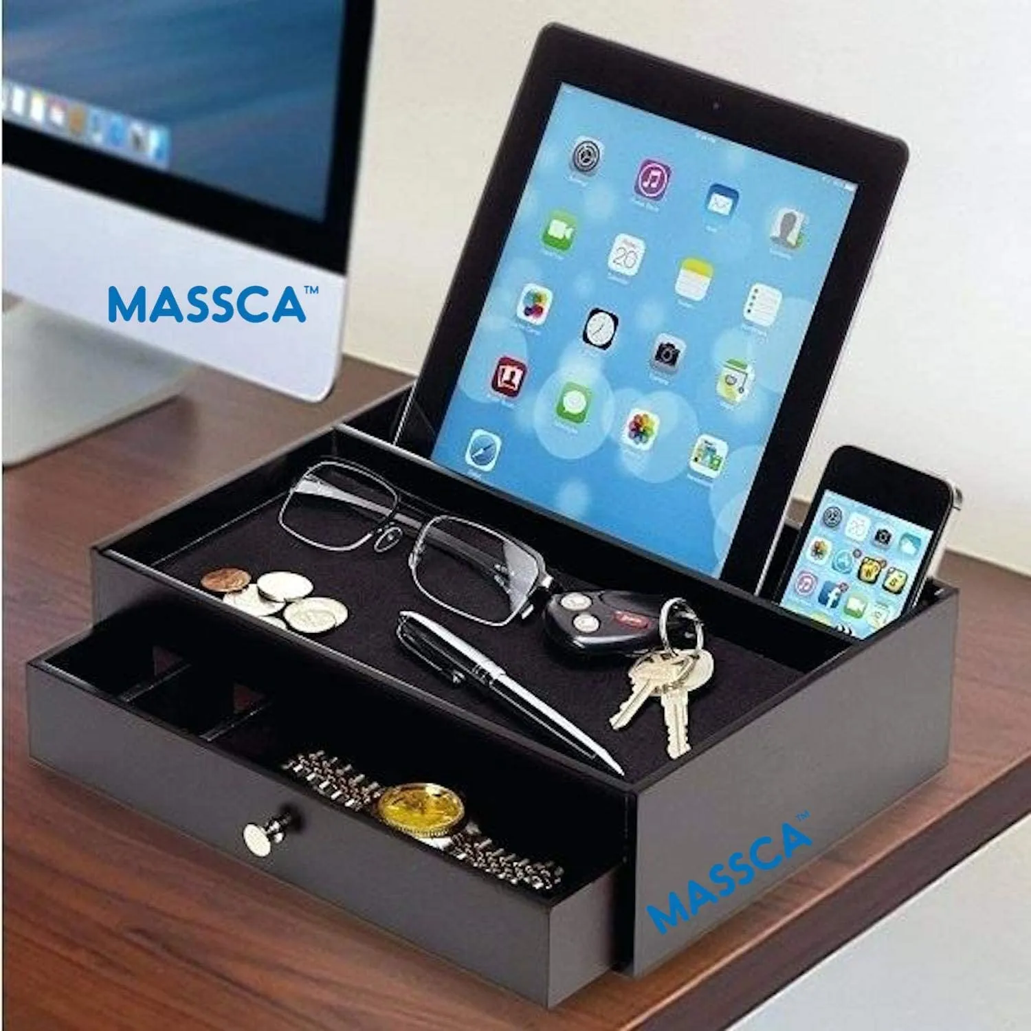 Massca Valet Charging Station Multi-Device Office Desk Organizer - best office decor ideas for him